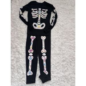 Sleepyheads Girls Sz. 12 Two Pc. Black Colorful Skeleton Pj Set. Cute, Exc. Cond